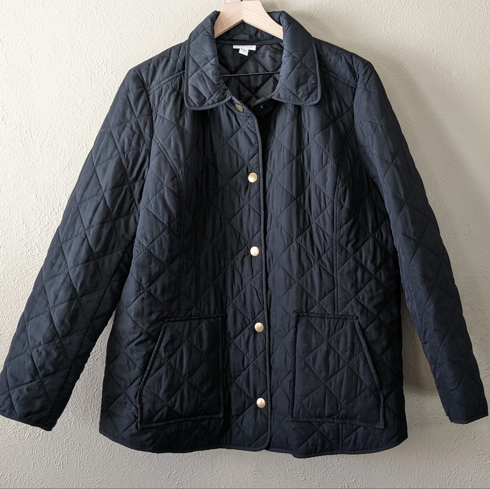 J. Jill Black Quilted Chore Coat Size XL